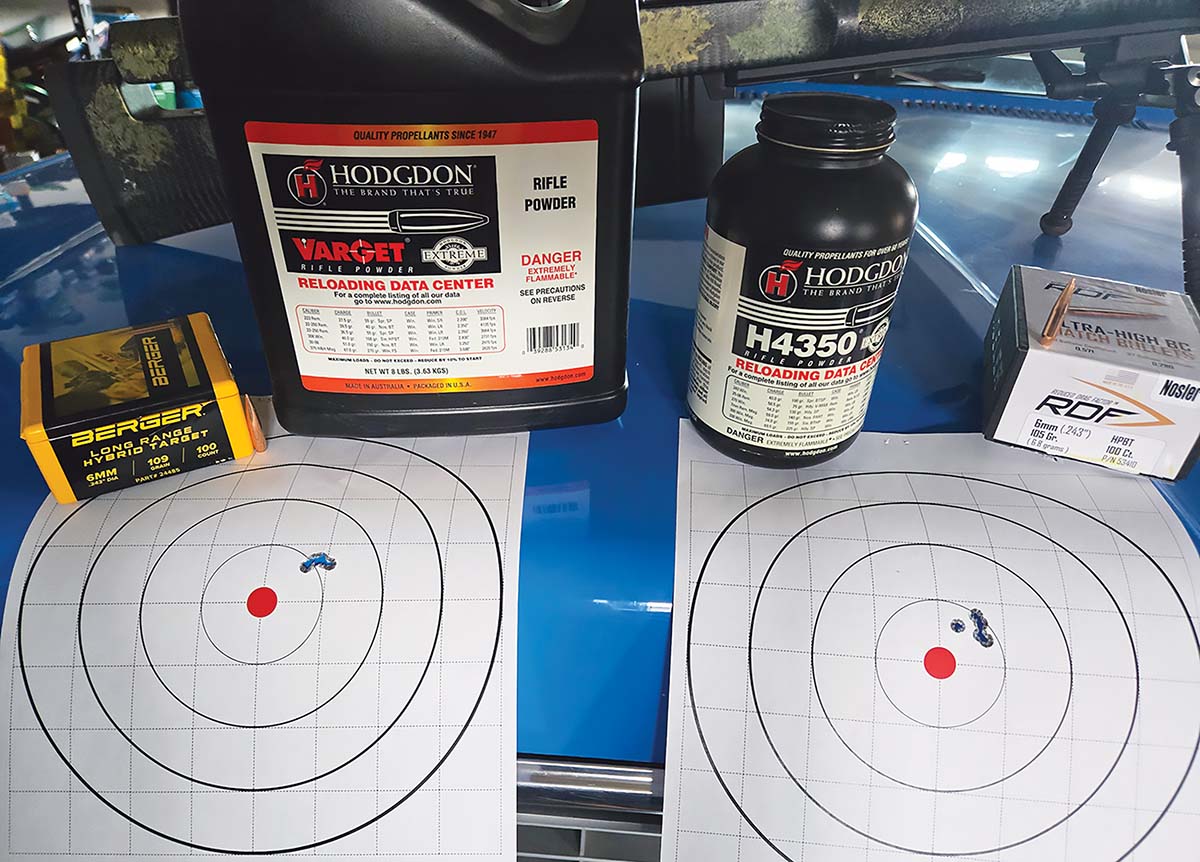 The 6mm GT Case was designed with Varget powder in mind and it provided some excellent results with the 109-grain Berger Long Range Hybrid Target bullet. This is also directly comparable to a load that Patrick Meitin used in this issue in his 6mm GT feature. H-4350 is another favorite in the 6mm GT, and as a whole, slightly outperformed Varget in this test.